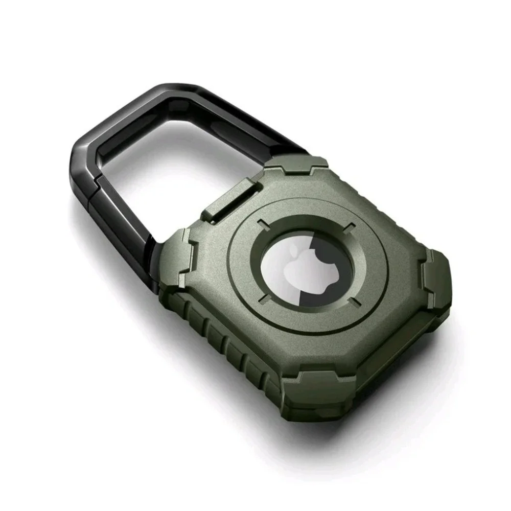 Airtag Holder with Keychain Carabiner  Secure Case for Apple Airtag Army Green